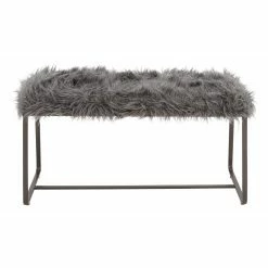 Brand new 👏 Bedroom Benches DecMode Metal Bench With Gray Fur Seat 👍