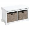 Cheap 😀 Indoor Storage Benches DecMode Wood Bench With Storage Baskets 🥰