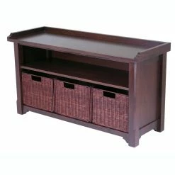 Cheap 🧨 Winsome Indoor Storage Benches Rockbrook Storage Bench With 3 Baskets ❤️