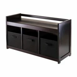 Promo 🎉 Indoor Storage Benches Winsome Addison Storage Bench With 3 Foldable Baskets 🔔