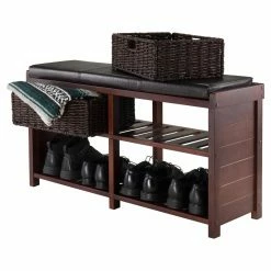 Deals 👏 Indoor Storage Benches Winsome Colin Cushion Bench With Baskets ❤️