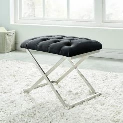 Discount 👍 Entryway Benches !nspire Stainless Steel Velvet Bench 🧨