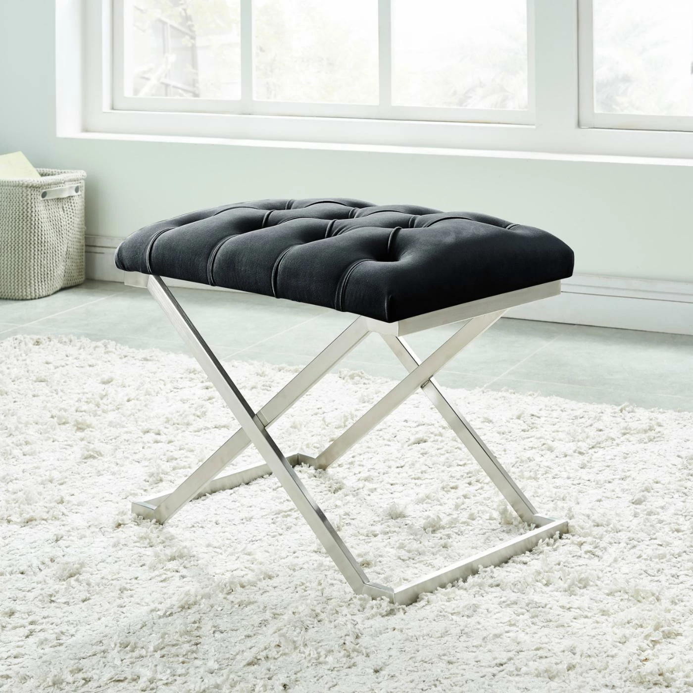 Discount ๐ Entryway Benches !nspire Stainless Steel Velvet Bench ๐งจ 3 Discount ๐ Entryway Benches !nspire Stainless Steel Velvet Bench ๐งจ