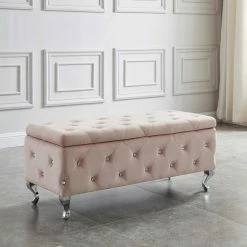 Best Pirce ✨ Indoor Storage Benches !nspire Velvet Storage Bench With Crystals ✨