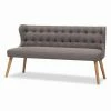 Brand new 👏 Settee Benches HN Home Arets Mid-Century Modern Grey Fabric And Natural Wood 3 Seat Settee Bench 💯 -Indoor Benches Shop masterWSI3302