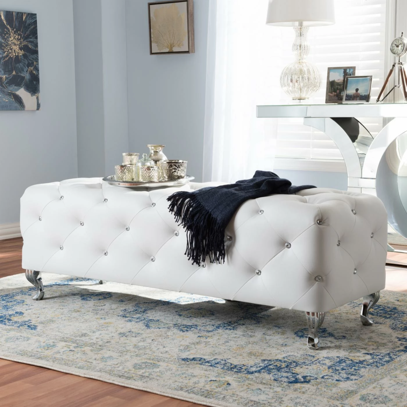 Coupon π Bedroom Benches Baxton Studio Stella Crystal Tufted White Leather Modern Bench π₯° 3 Coupon π Bedroom Benches Baxton Studio Stella Crystal Tufted White Leather Modern Bench π₯°