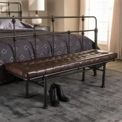 Best reviews of 🧨 Bedroom Benches Baxton Studio Zelie Rustic And Industrial Faux Leather Upholstered Bench 🥰