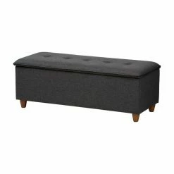Promo ⭐ Indoor Storage Benches Baxton Studio Marlisa Mid-Century Tufted Storage Ottoman Bench 🌟