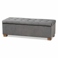Coupon 😍 Ottoman Benches Baxton Studio Roanoke Velvet Tufted Storage Ottoman Bench 😉