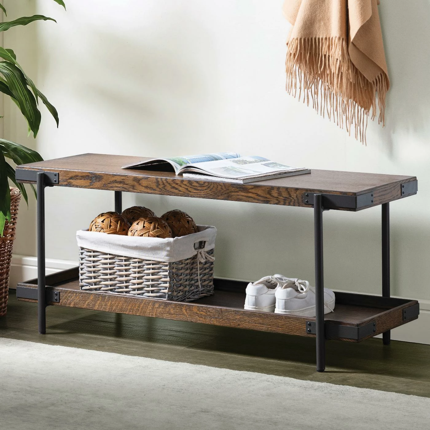 Best Pirce ๐ Alaterre Furniture Entryway Benches Kyra 42"L Oak And Metal Bench With Shelf โ๏ธ 6 Best Pirce ๐ Alaterre Furniture Entryway Benches Kyra 42"L Oak And Metal Bench With Shelf โ๏ธ - Image 4