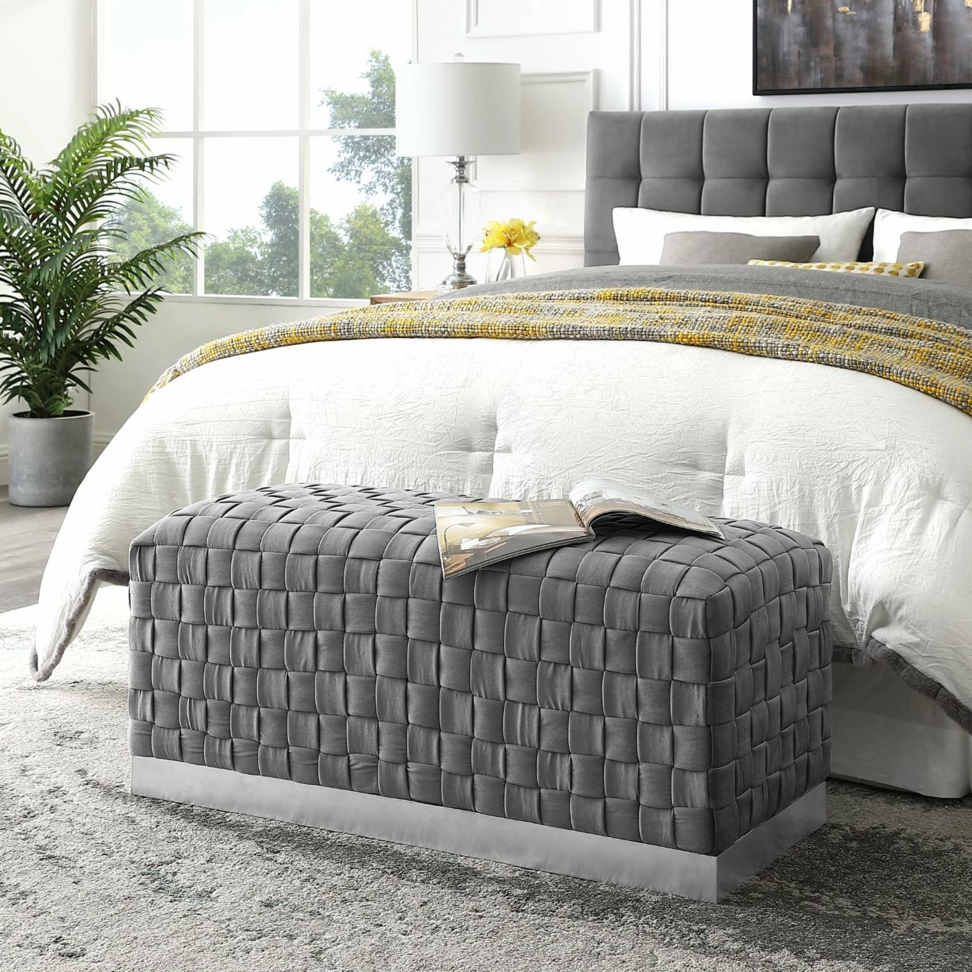 Budget 💯 Ottoman Benches Nicole Miller Ivana Velvet Bench 👍 7 Budget 💯 Ottoman Benches Nicole Miller Ivana Velvet Bench 👍 - Image 5