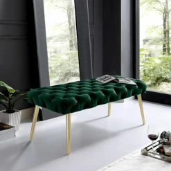Best Sale 💯 Bedroom Benches Nicole Miller Kelis Velvet Bench 🎁 -Indoor Benches Shop scaleINSP138