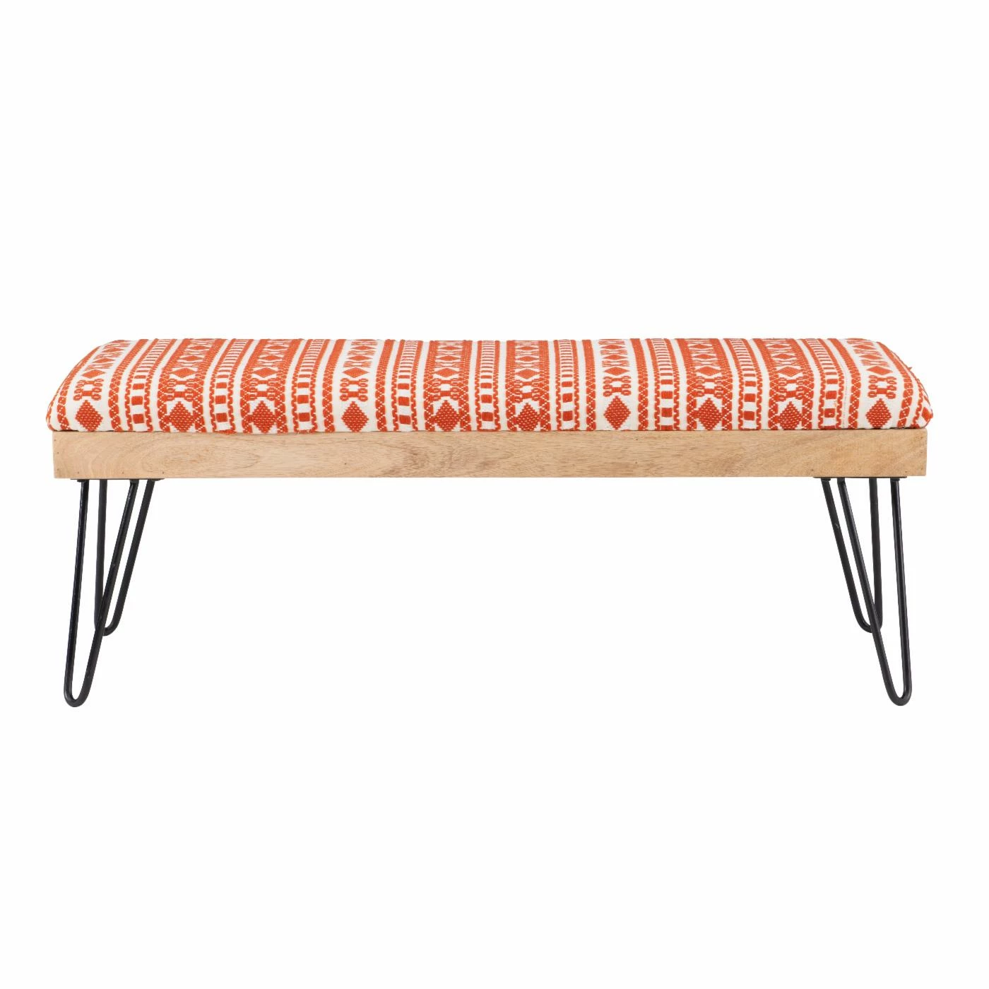 Buy 🎁 Bedroom Benches Powell Brooke Bench - Black Hairpin Legs With Terra Cotta And Natural Stripe Fabric ✨ 7 Buy 🎁 Bedroom Benches Powell Brooke Bench - Black Hairpin Legs With Terra Cotta And Natural Stripe Fabric ✨ - Image 5