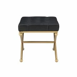 Wholesale 🌟 Ottoman Benches Powell Bethany Bench - Gold With Black Faux Leather 🔥 -Indoor Benches Shop scaleLHD2458