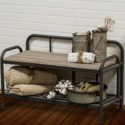 Cheap 🎁 Indoor Storage Benches American Mercantile Metal And Wood Indoor Storage Bench 💯 -Indoor Benches Shop scaleVIPI461