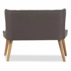 New 😍 Settee Benches Baxton Studio Melody Mid-Century Modern Grey Fabric And Natural Wood 2 Seat Settee Bench 🔔 -Indoor Benches Shop scaleWSI3301